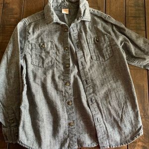 Boys Blue Herringbone Button Up Shirt Gymboree